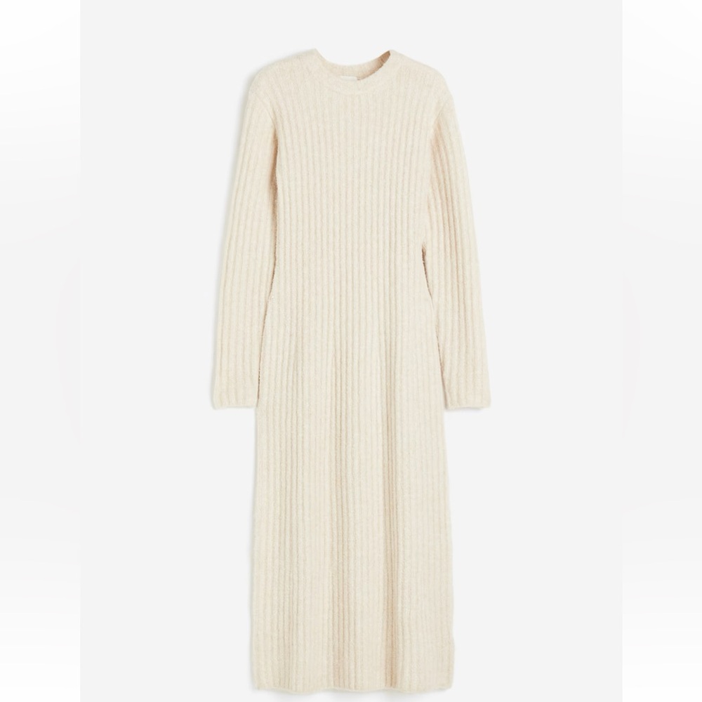 H&M Long Cream Knit Sweater Dress